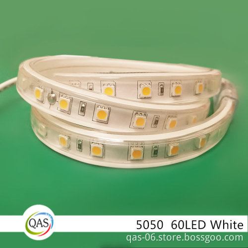 60led/m 5050 warm white / white AC110 220v waterproof IP68 strip flex